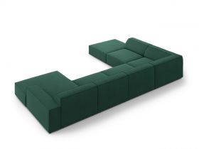 Coltar panoramic stanga 7 locuri, Jodie, Micadoni Home, BL, 364x262x70 cm, poliester, verde