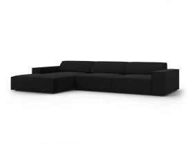 Coltar stanga 4 locuri, Jodie, Micadoni Home, BL, 284x166x70 cm, poliester, negru