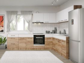 Set Mobila Bucatarie Colt Gastro 300*210 Alb/Stejar - C37