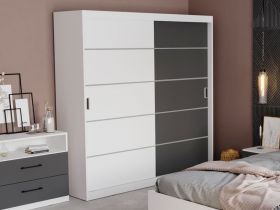Dulap Avangard 184 usi alb/gri