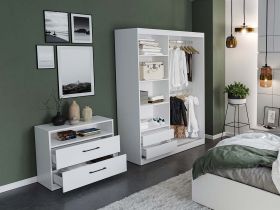 Dulap Nordis 138 usi oglinda/alb