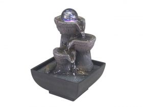 Fantana decorativa cu iluminare interior LED Zen, Beper, 13x13x18 cm, negru/maro