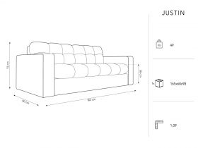 Canapea 2 locuri, Justin, Micadoni Home, BL, 162x90x72 cm, catifea, albastru regal