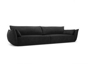 Canapea 4 locuri, Kaelle, Micadoni Home, BL, 248x110x85 cm, poliester chenille, negru