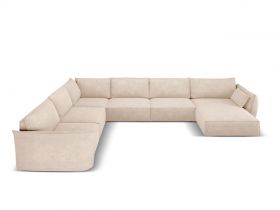 Coltar panoramic stanga 8 locuri, Kaelle, Micadoni Home, BL, 384x284x85 cm, poliester chenille, bej