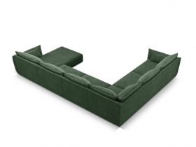 Coltar panoramic stanga 8 locuri, Kaelle, Micadoni Home, BL, 384x284x85 cm, poliester chenille, verde bottle