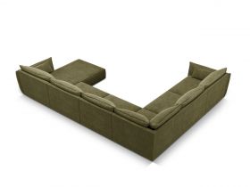 Coltar panoramic stanga 8 locuri, Kaelle, Micadoni Home, BL, 384x284x85 cm, poliester chenille, verde