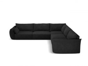 Coltar simetric 7 locuri, Kaelle, Micadoni Home, BL, 286x286x85 cm, poliester chenille, negru