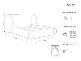 Pat tapitat cu tablie si lada depozitare, Miley, Micadoni Home, BL, 140x200 cm, catifea, albastru inchis