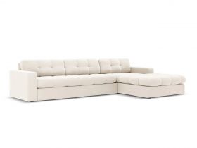 Coltar dreapta 4 locuri, Justin, Micadoni Home, BL, 236x160x72 cm, catifea, bej deschis