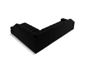 Coltar dreapta 5 locuri, Justin, Micadoni Home, BL, 236x199x72 cm, catifea, negru