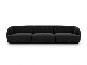 Canapea 3 locuri, Miley, Micadoni Home, BL, 259x85x74 cm, poliester chenille, negru