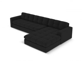 Coltar dreapta 4 locuri, Justin, Micadoni Home, BL, 236x160x72 cm, poliester, negru