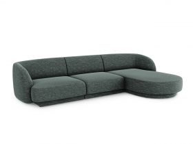 Coltar dreapta 4 locuri, Miley, Micadoni Home, BL, 259x155x74 cm, poliester chenille, albastru petrol