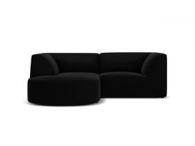 Coltar stanga 3 locuri, Ruby, Micadoni Home, BL, forma rotunjita, 186x180x69 cm, catifea, negru