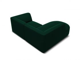 Coltar stanga 3 locuri, Ruby, Micadoni Home, BL, forma rotunjita, 186x180x69 cm, catifea, verde bottle