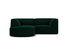 Coltar stanga 3 locuri, Ruby, Micadoni Home, BL, forma rotunjita, 186x180x69 cm, catifea, verde bottle