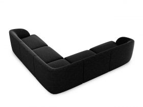 Coltar simetric 5 locuri, Miley, Micadoni Home, BL, 252x252x74 cm, poliester chenille, negru