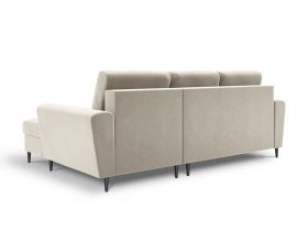 Coltar extensibil dreapta 4 locuri, Moghan, Micadoni Home, BL, 241x145x88 cm, catifea, bej deschis