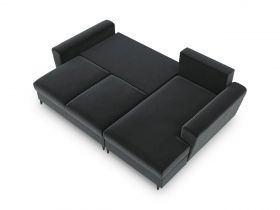 Coltar extensibil dreapta 4 locuri, Moghan, Micadoni Home, BL, 241x145x88 cm, catifea, gri inchis