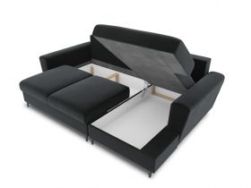 Coltar extensibil dreapta 4 locuri, Moghan, Micadoni Home, BL, 241x145x88 cm, catifea, gri inchis