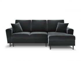 Coltar extensibil dreapta 4 locuri, Moghan, Micadoni Home, BL, 241x145x88 cm, catifea, gri inchis