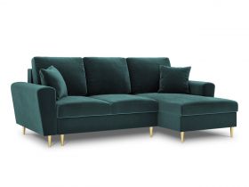 Coltar extensibil dreapta 4 locuri, Moghan, Micadoni Home, GL, 241x145x88 cm, catifea, albastru petrol