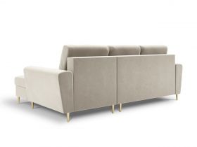 Coltar extensibil dreapta 4 locuri, Moghan, Micadoni Home, GL, 241x145x88 cm, catifea, bej deschis