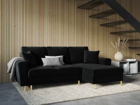 Coltar extensibil dreapta 4 locuri, Moghan, Micadoni Home, GL, 241x145x88 cm, catifea, negru