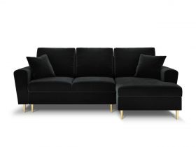 Coltar extensibil dreapta 4 locuri, Moghan, Micadoni Home, GL, 241x145x88 cm, catifea, negru