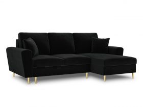 Coltar extensibil dreapta 4 locuri, Moghan, Micadoni Home, GL, 241x145x88 cm, catifea, negru