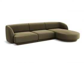 Coltar dreapta 4 locuri, Miley, Micadoni Home, BL, 259x155x74 cm, catifea, verde