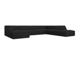 Coltar panoramic dreapta 7 locuri, Ruby, Micadoni Home, BL, 366x273x69 cm, poliester, negru