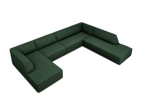 Coltar panoramic dreapta 7 locuri, Ruby, Micadoni Home, BL, 366x273x69 cm, poliester, verde