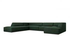 Coltar panoramic stanga 7 locuri, Ruby, Micadoni Home, BL, 366x273x69 cm, poliester, verde