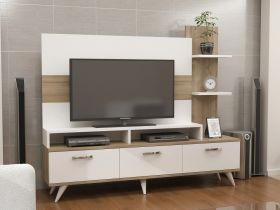 Comoda TV, Decorotika, Lover, 150x127x30 cm, Alb/Maro