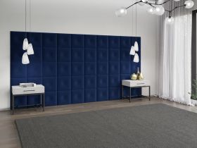Panou decorativ tapitat - patrat cu buton Roz