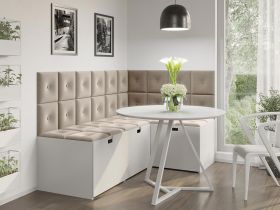 Panou decorativ tapitat - patrat cu buton Bej / Cappuccino