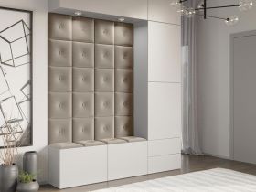 Panou decorativ tapitat - patrat cu buton Roz