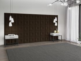 Panou decorativ tapitat - patrat cu buton Roz