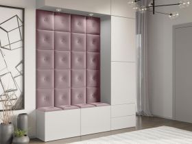 Panou decorativ tapitat - patrat cu buton Roz