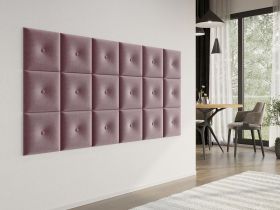 Panou decorativ tapitat - patrat cu buton Roz