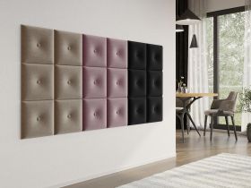 Panou decorativ tapitat - patrat cu buton Roz