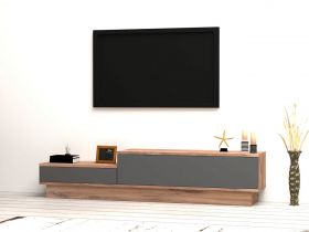 Comoda TV, Puqa Design, Asır, 160x35x35 cm, PAL, Pin Atlantic / Antracit