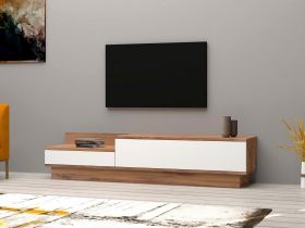 Comoda TV, Puqa Design, Barko, 160x35x35 cm, PAL, Pin Atlantic / Alb