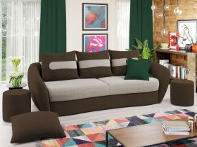 Canapea Velur Crem / Maro