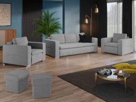 Set Canapea si Fotolii Ivy Gri Deschis