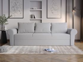 Pachet Mobila Canapea Maroc Gri Deschis + Masa Grand Alba + 4 Scaune Grand Gri Inchis