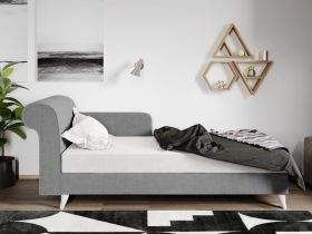 Divan / Pat o persoana tapitat Gri Deschis Round Fix