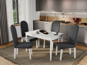 Pachet Mobila Canapea Corsica Gri / Gri Antracit + Masa Grand Alba + 4 Scaune Grand Gri Inchis